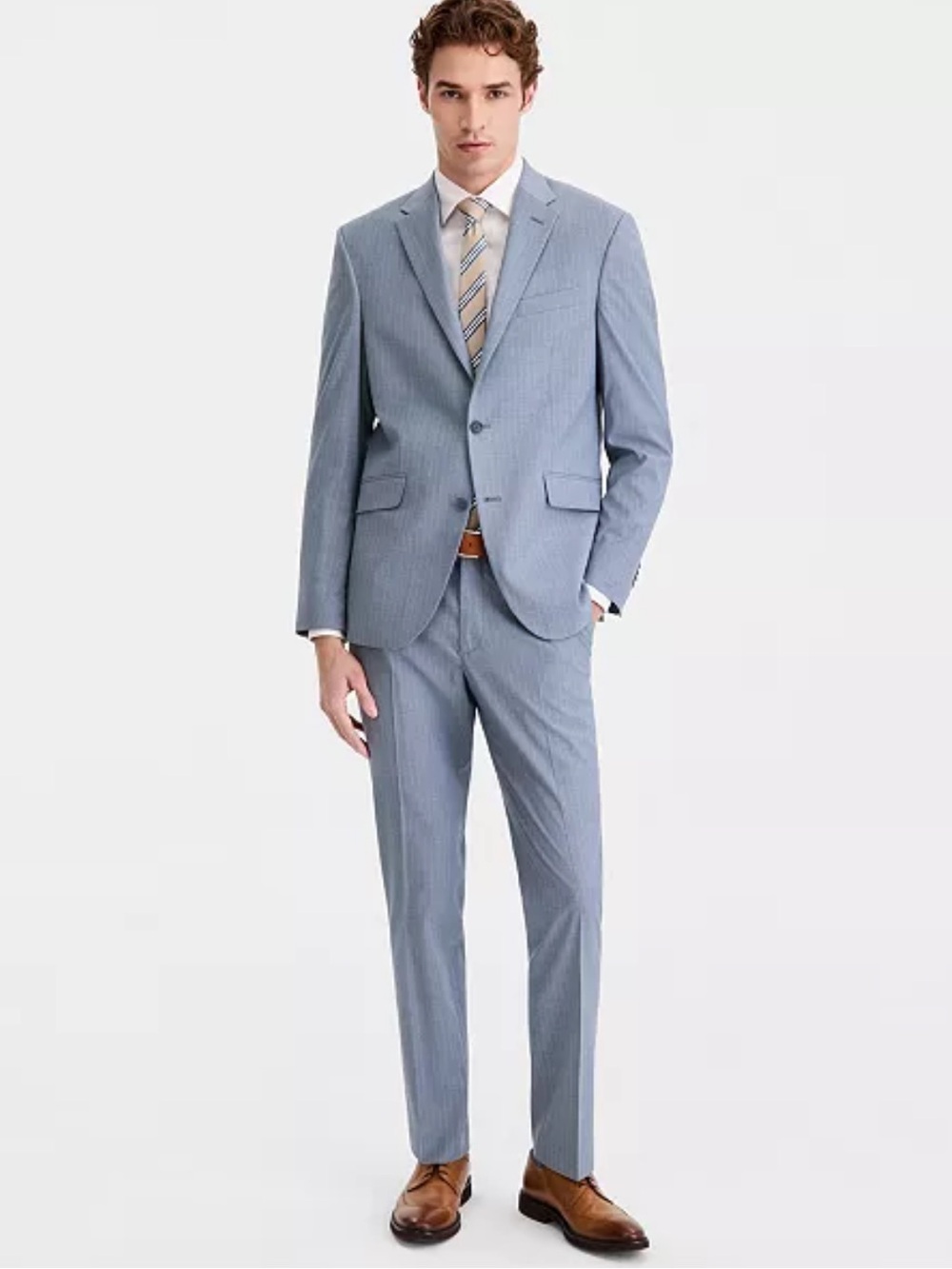 Kenneth Cole Men's Light Gray Pinstripe Suit - Two-Piece
